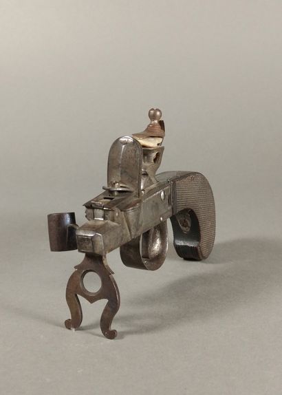 Brass and iron flint table lighter with a...