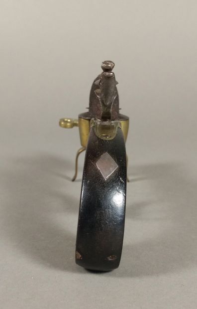 Brass and iron flint table pistol lighter...