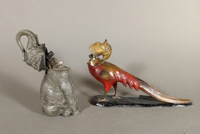 Set of two polychrome regula table lighters...