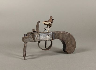 Brass and iron flint table lighter with a...