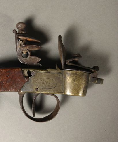 Brass and iron flint table lighter-pistol,...