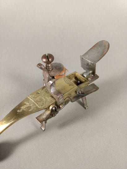 Table flintlock pistol lighter with brass...