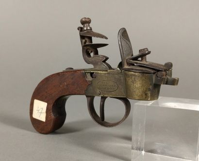 Brass and iron flint table lighter-pistol,...