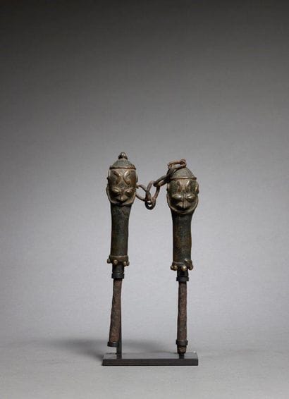 Pair of Yoruba Edan worship instruments
Nigeria
Bronze
H....