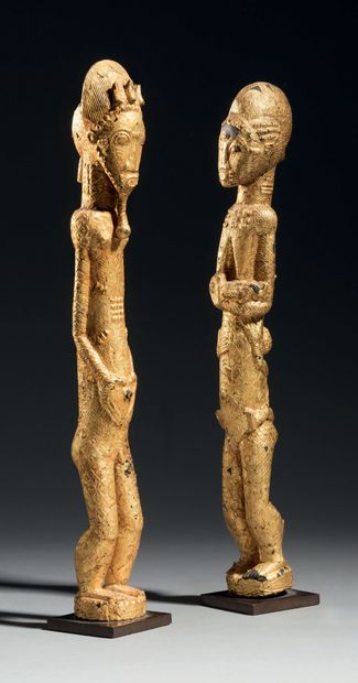 Couple of royal Baule statues,
Ivory Coast
Wood...