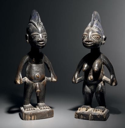 Pair of Ibeji, Yoruba, Egba region, Nigeria
Wood
H....