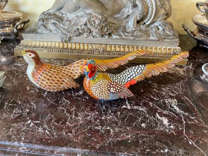 Florencino RODENAC
Couple of venerated pheasants
Enamelled...