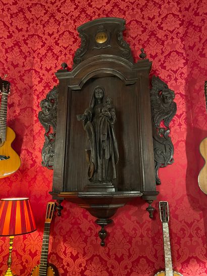 Two important 18th century carved wood Virgins...