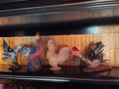 Four roosters in earthenware and porcelain
XXth...