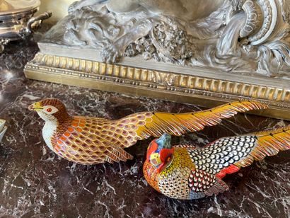 Florencino RODENAC
Couple of venerated pheasants
Enamelled...