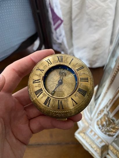 Enamelled desk clock
Swiss work, early 20th...
