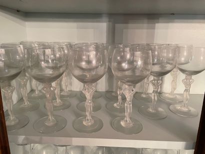 Set of sixteen stemmed glasses
The stems...