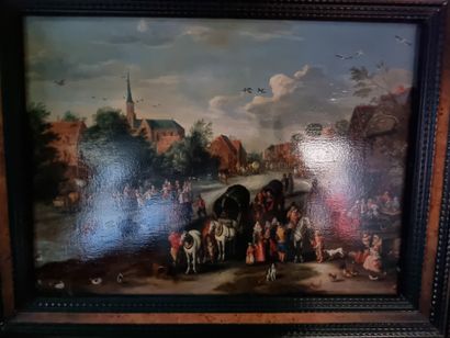Dans le goût de BRUEGHEL,
Village square...