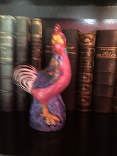 CHINE
Two roosters in porcelain with polychrome...