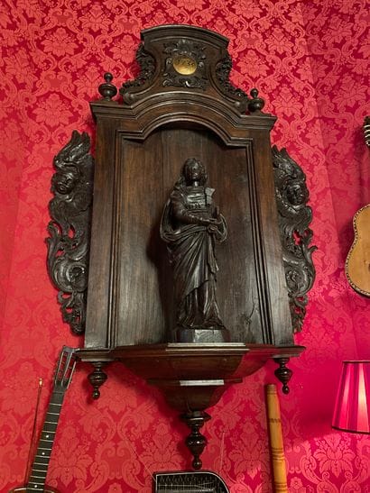 Two important 18th century carved wood Virgins...