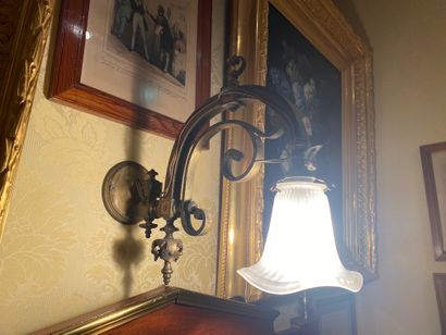 Antique gilt bronze one-armed gallows sconce
Late...