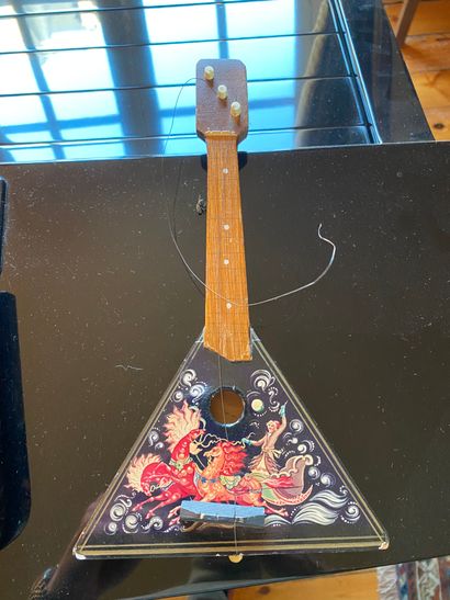 Miniature wooden balalaika with lacquered...