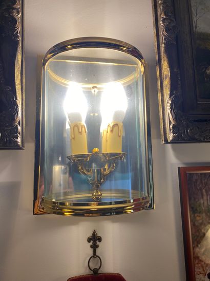 
Pair of bronze sconces with two arms of...
