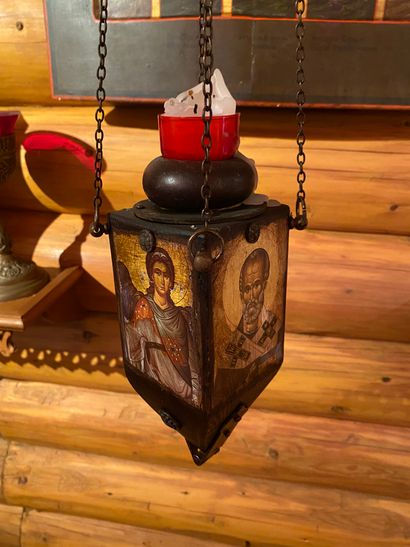 
Modern lamp decorated with printed icons

Russia,...