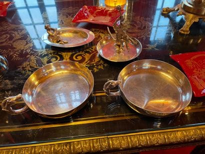 HERMES Paris
Pair of circular silver-plated...