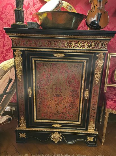 Pair of furniture with a Boulle type marquetry...