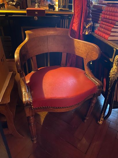 Mahogany and mahogany veneer desk armchair...