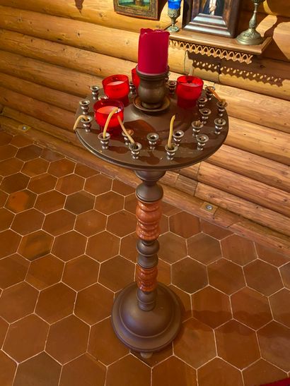 Wood and metal candle holders