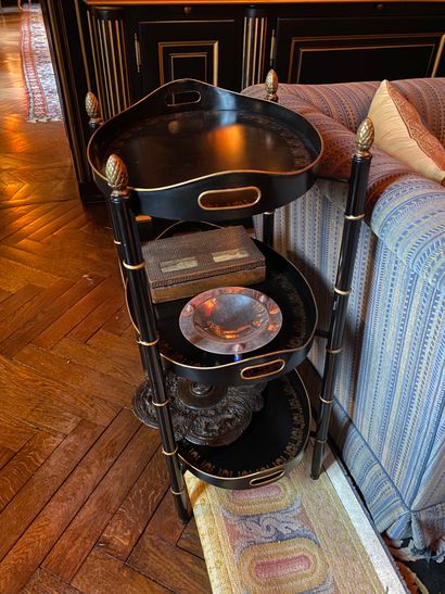 Pair of mute servants in black lacquered...