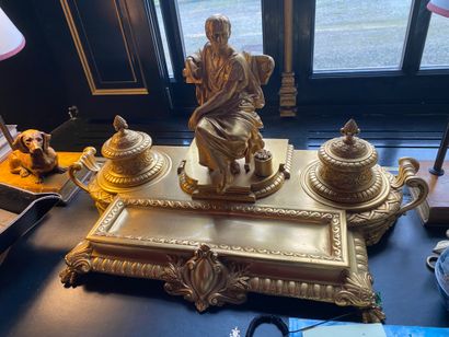 Gilt bronze desk inkwell
Seated philosopher...