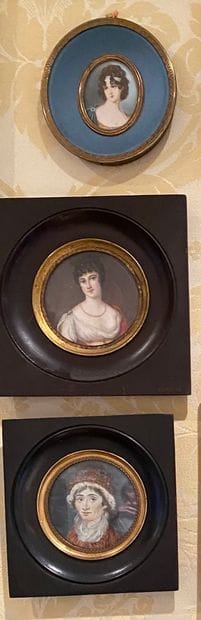 Lot of ten miniatures of women
XIX-XXth ...
