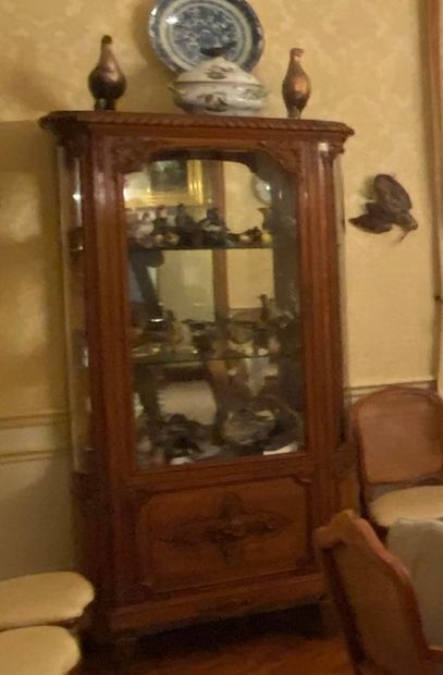 Pair of carved oak silver cabinets in the...