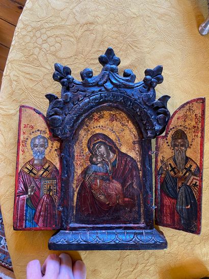 Triptych Icon
Featuring the Virgin Eleousa,...