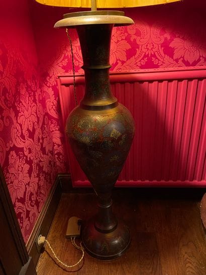 Pair of important bronze and cloisonné enamel...