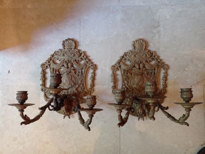 Pair of sconces
In gilded bronze
With three...