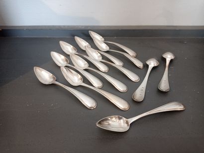 Suite of 12 mocha spoons
In Dutch silver...