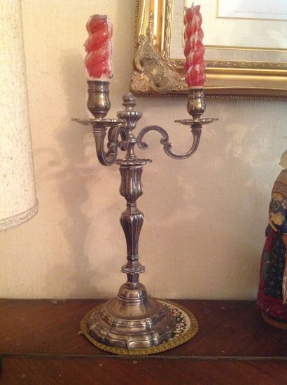 Pair of candelabras
In silver plated metal
With...