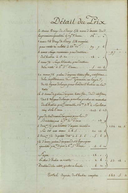 MANUSCRIT. - General state of the clothing...