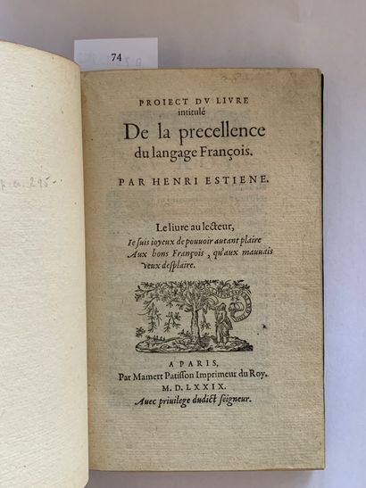 ESTIENNE (Henri).
Ɵ Proiect of the book entitled...