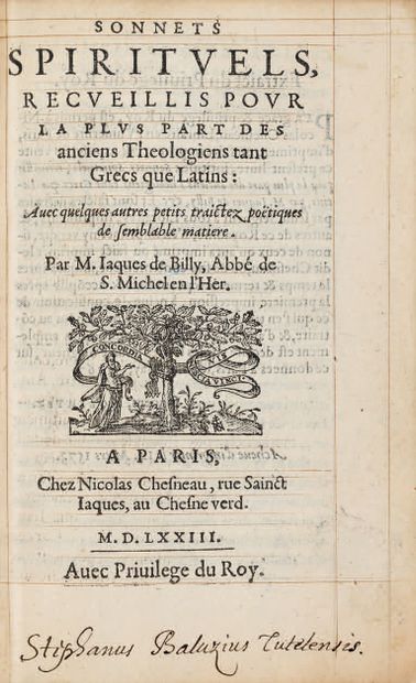 BILLY (Jacques de).
Ɵ Spiritual Sonnets,...
