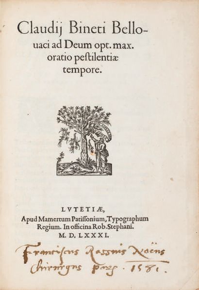 BINET (Claude).
Ɵ Oratio pestilentiae tempore....
