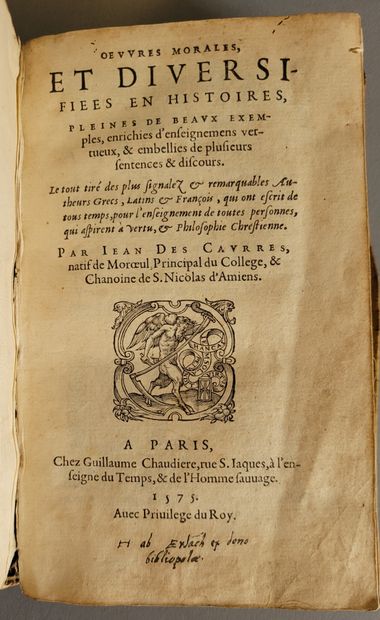 DES CAURRES (Jean).
Ɵ Œuvres morales, et...