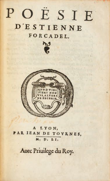 FORCADEL (Étienne).
Ɵ Poetry. Lyon, Jean...