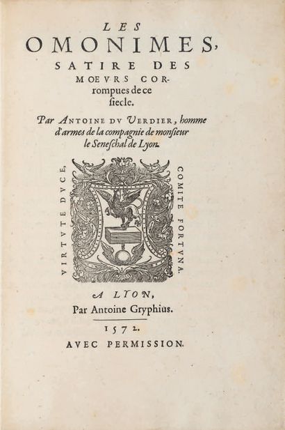 DU VERDIER (Antoine).
Ɵ Les Omonimes, satire...