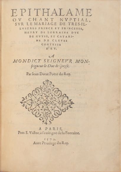 DORAT (Jean).
Ɵ Epithalame ou Chant nuptial,...
