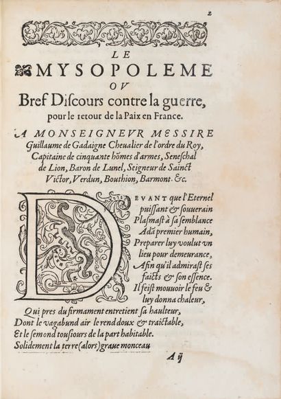 DU VERDIER (Antoine).
Ɵ Le Mysopolème ou...