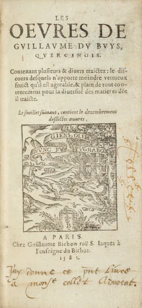 DU BUYS (Guillaume).
Ɵ The Works [sic]. Contenant...