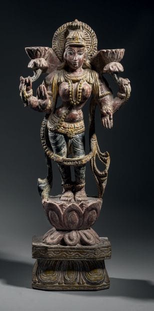 INDE - XIXe/XXe siècle
Wooden statue of Lakshmi...