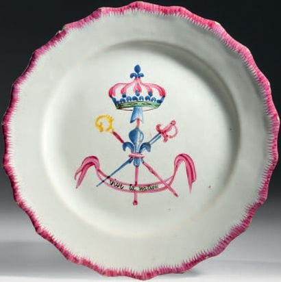 Earthenware plate with contoured edges of...