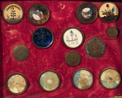 Framed with 14 revolutionary buttons, 4 of...