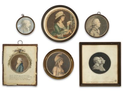 Lot de six portraits gravés de Charlotte...